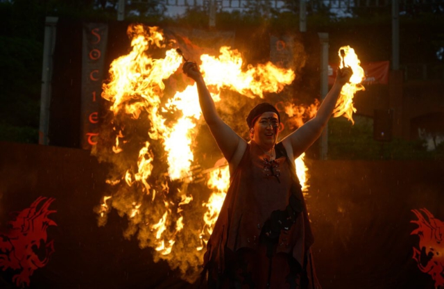 Feuershow Societas Draconis - Buergerparkfest Saarbrücken