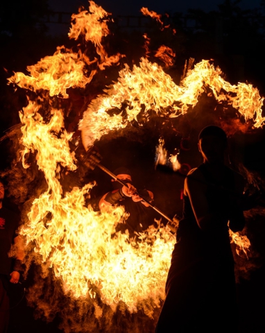 Feuershow Societas Draconis - Buergerparkfest Saarbrücken